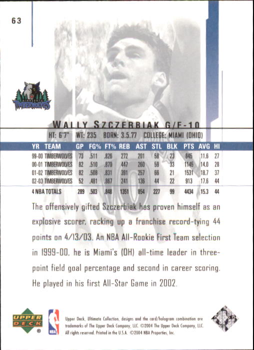 2003/2004 Ultimate Collection (Upper Deck) Basketball - Picture 101 of 242