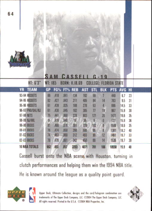 2003/2004 Ultimate Collection (Upper Deck) Basketball - Picture 103 of 242