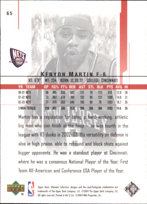 2003/2004 Ultimate Collection (Upper Deck) Basketball - Picture 105 of 242
