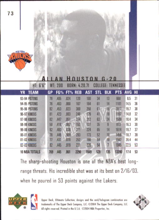 2003/2004 Ultimate Collection (Upper Deck) Basketball - Picture 119 of 242