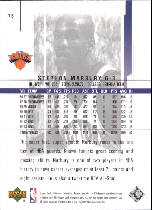 2003/2004 Ultimate Collection (Upper Deck) Basketball - Picture 123 of 242