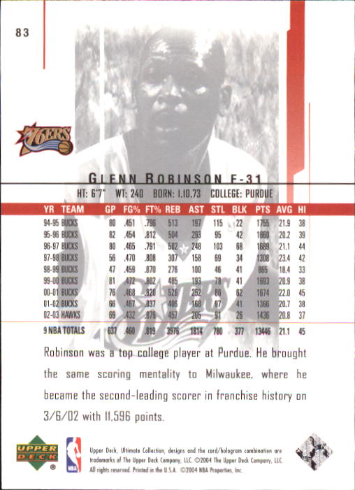 2003/2004 Ultimate Collection (Upper Deck) Basketball - Picture 135 of 242