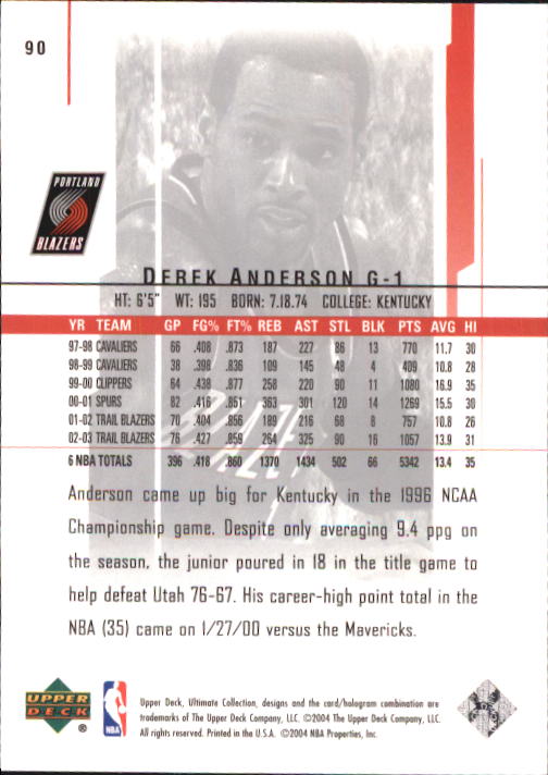 2003/2004 Ultimate Collection (Upper Deck) Basketball - Picture 149 of 242