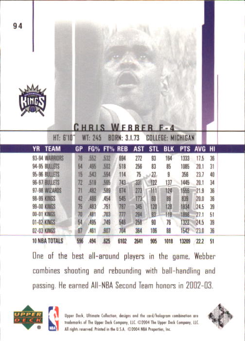 2003/2004 Ultimate Collection (Upper Deck) Basketball - Picture 157 of 242