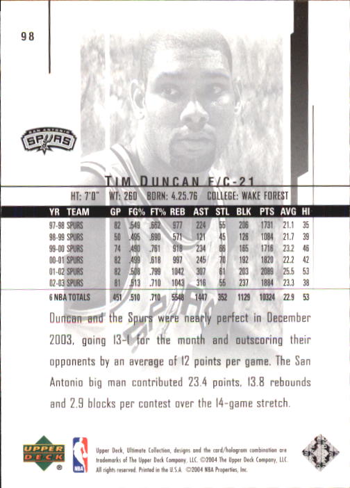 2003/2004 Ultimate Collection (Upper Deck) Basketball - Picture 165 of 242