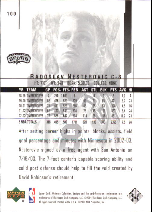 2003/2004 Ultimate Collection (Upper Deck) Basketball - Picture 167 of 242