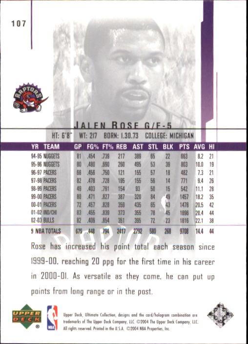 2003/2004 Ultimate Collection (Upper Deck) Basketball - Picture 179 of 242