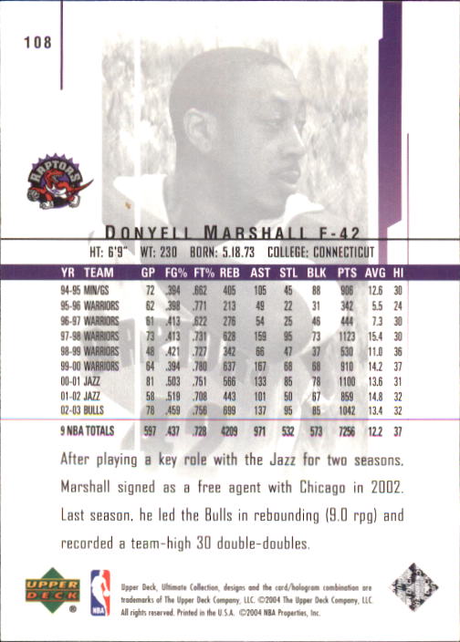 2003/2004 Ultimate Collection (Upper Deck) Basketball - Picture 181 of 242