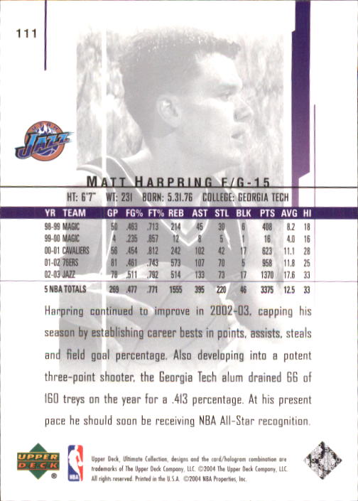 2003/2004 Ultimate Collection (Upper Deck) Basketball - Picture 185 of 242