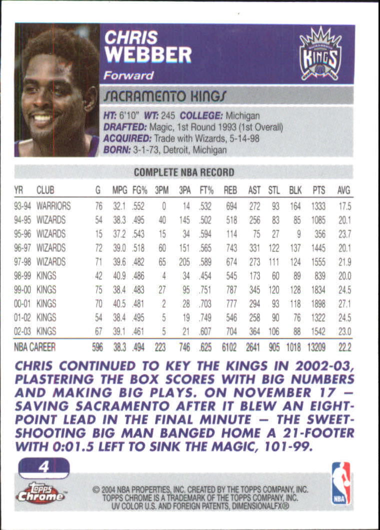 2003/2004 Topps Chrome Basketball Part 1 Main Set Cards - Picture 5 of 141