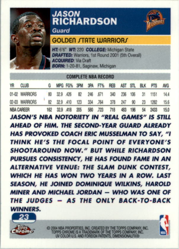 2003/2004 Topps Chrome Basketball Part 1 Main Set Cards - Picture 20 of 141