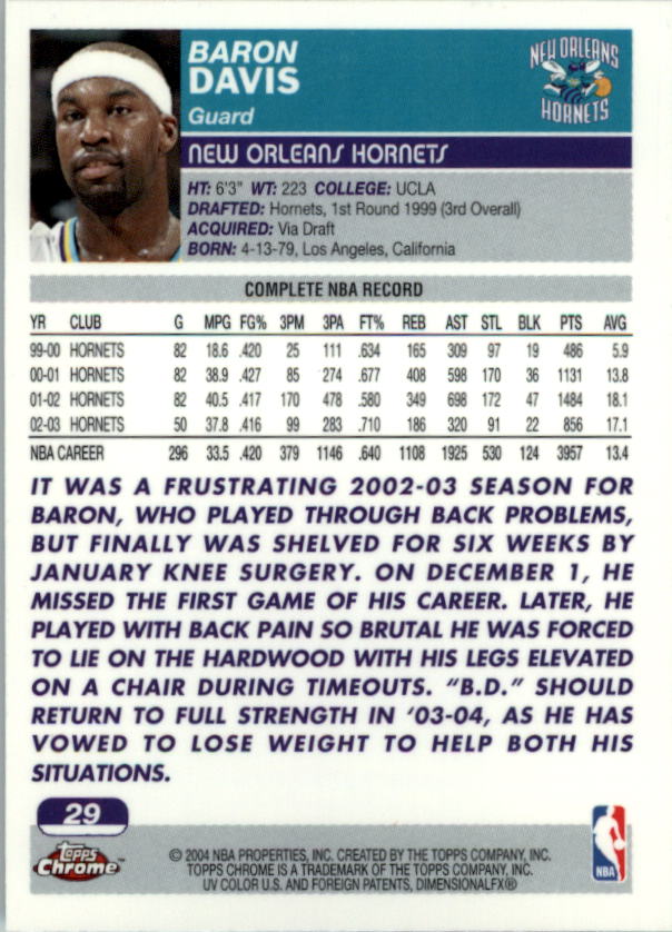 2003/2004 Topps Chrome Basketball Part 1 Main Set Cards - Picture 26 of 141