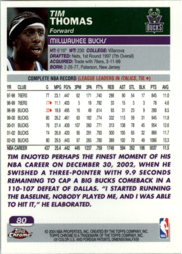 2003/2004 Topps Chrome Basketball Part 1 Main Set Cards - Picture 60 of 141