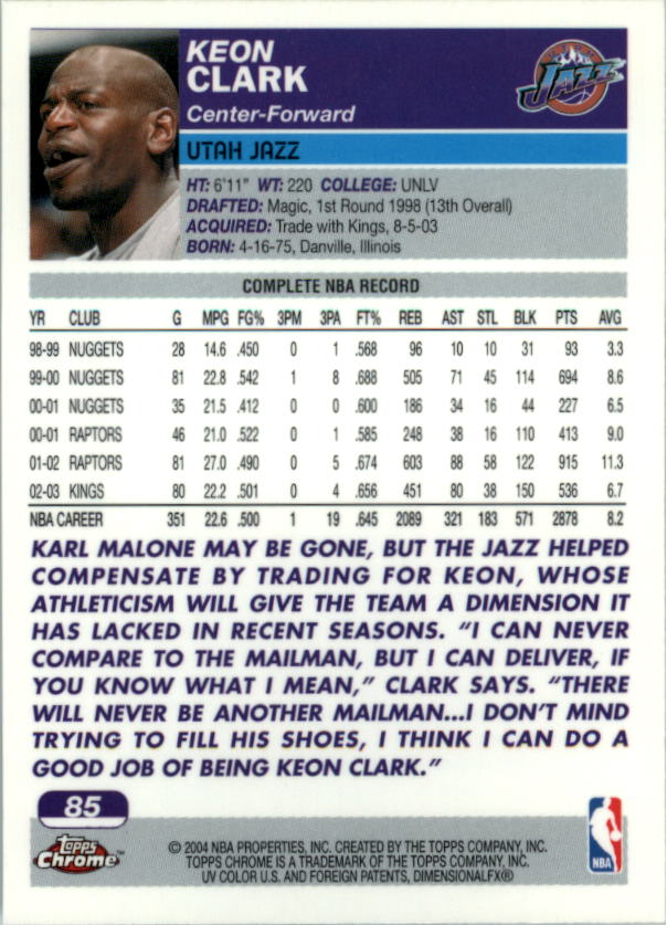 2003/2004 Topps Chrome Basketball Part 1 Main Set Cards - Picture 62 of 141