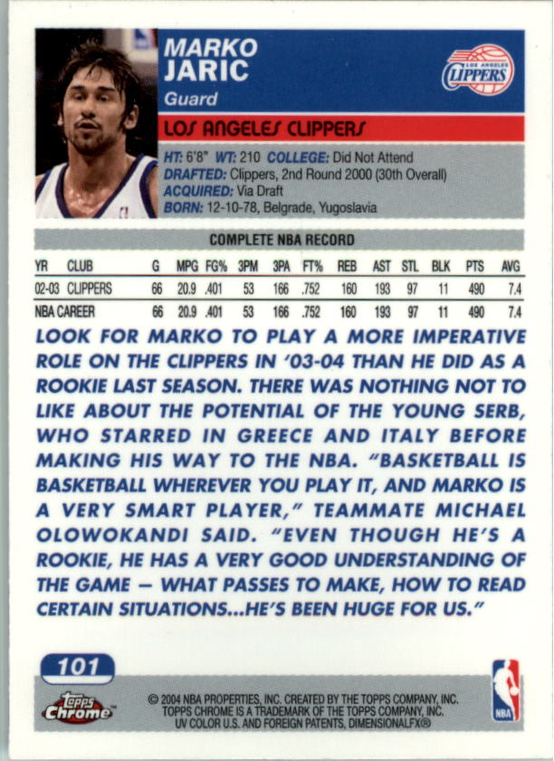 2003/2004 Topps Chrome Basketball Part 1 Main Set Cards - Picture 70 of 141