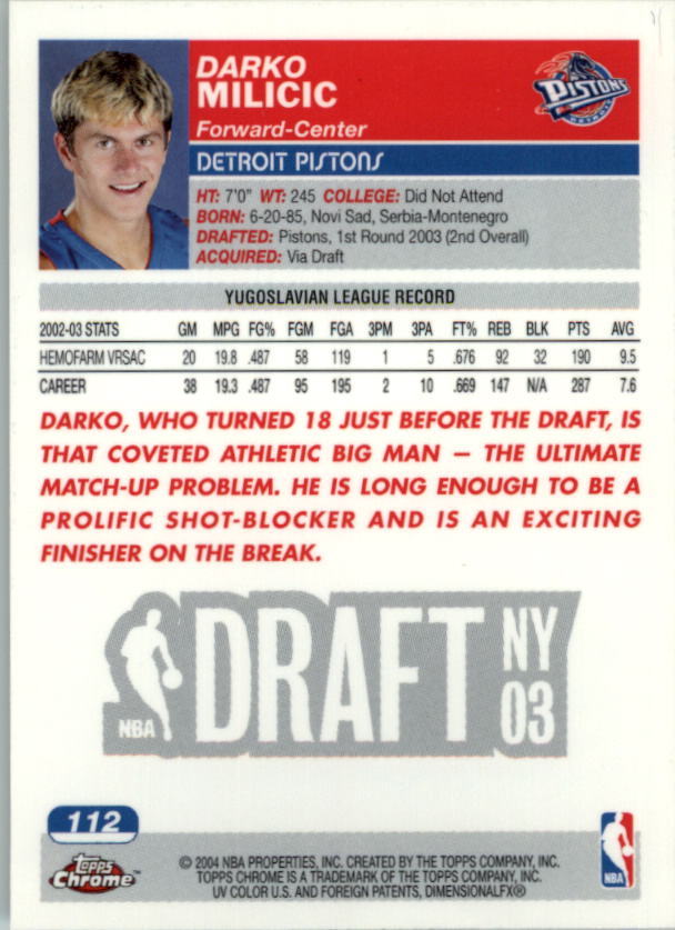 2003/2004 Topps Chrome Basketball Part 1 Main Set Cards - Picture 74 of 141