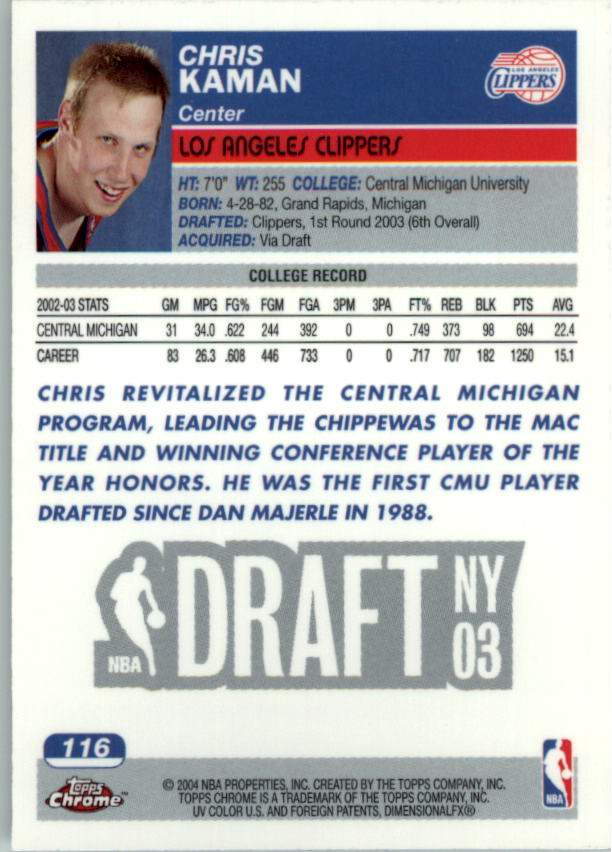 2003/2004 Topps Chrome Basketball Part 1 Main Set Cards - Picture 79 of 141