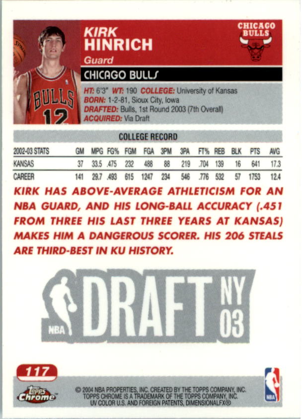 2003/2004 Topps Chrome Basketball Part 1 Main Set Cards - Picture 81 of 141