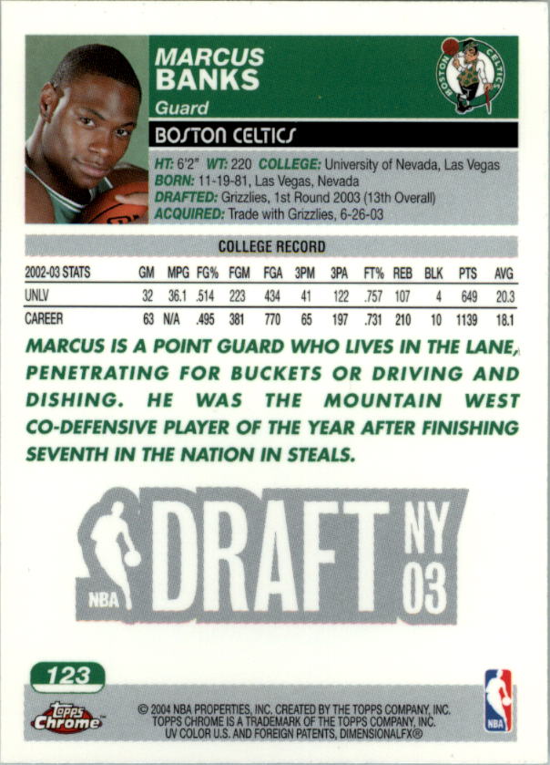 2003/2004 Topps Chrome Basketball Part 1 Main Set Cards - Picture 89 of 141