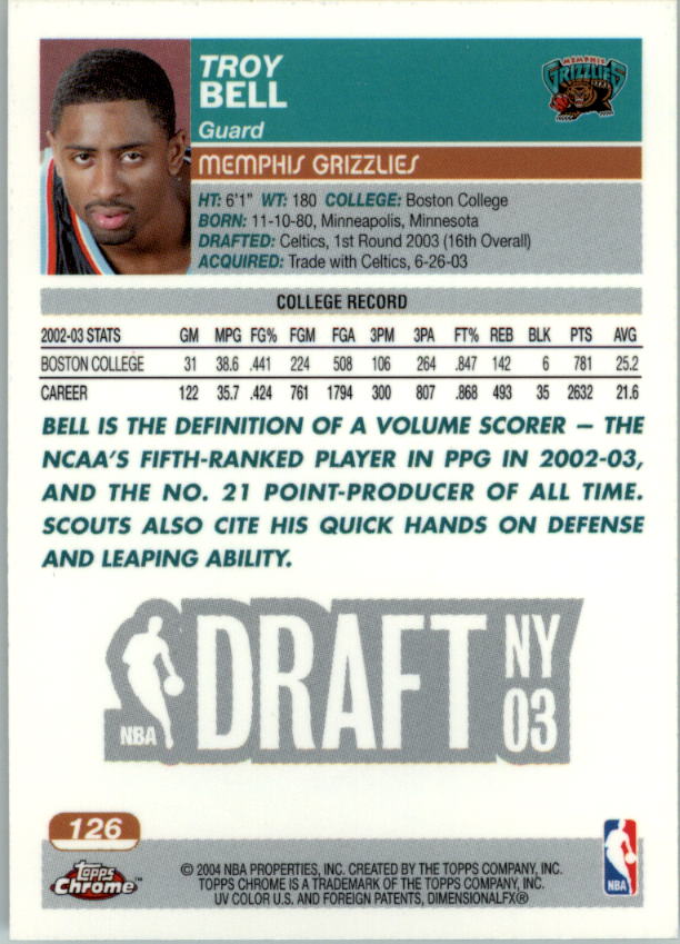 2003/2004 Topps Chrome Basketball Part 1 Main Set Cards - Picture 95 of 141