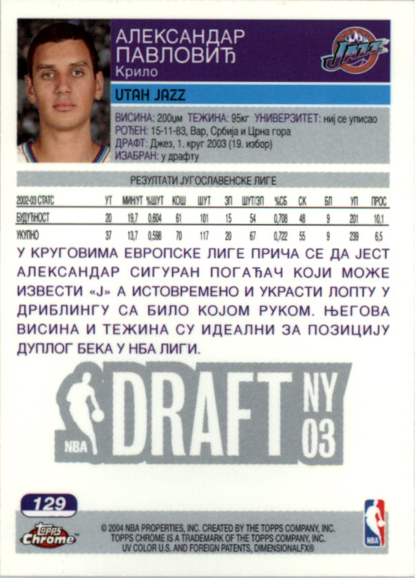 2003/2004 Topps Chrome Basketball Part 1 Main Set Cards - Picture 97 of 141