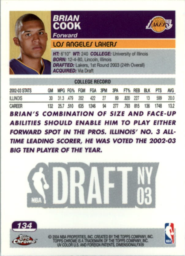 2003/2004 Topps Chrome Basketball Part 1 Main Set Cards - Picture 101 of 141