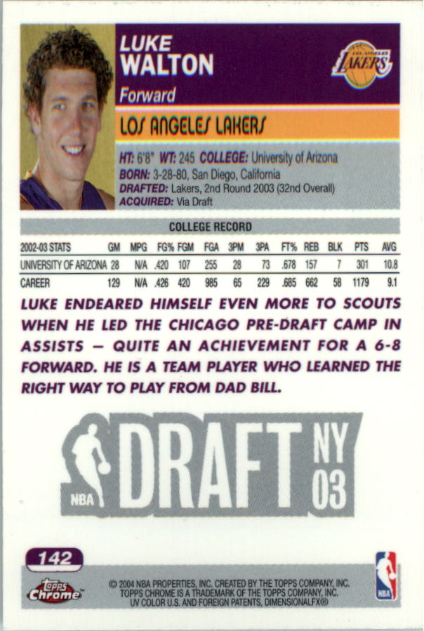 2003/2004 Topps Chrome Basketball Part 1 Main Set Cards - Picture 107 of 141