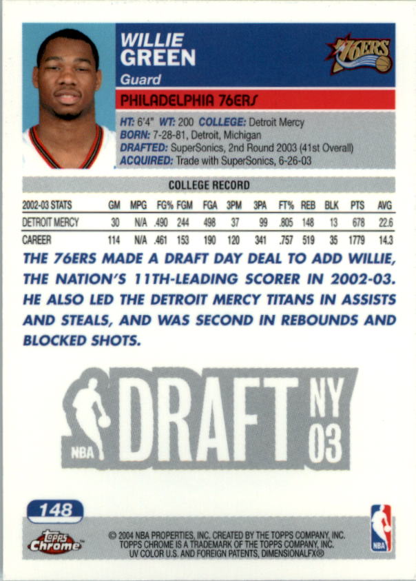 2003/2004 Topps Chrome Basketball Part 1 Main Set Cards - Picture 115 of 141
