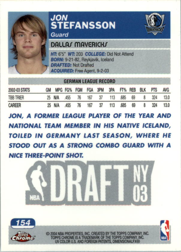 2003/2004 Topps Chrome Basketball Part 1 Main Set Cards - Picture 127 of 141