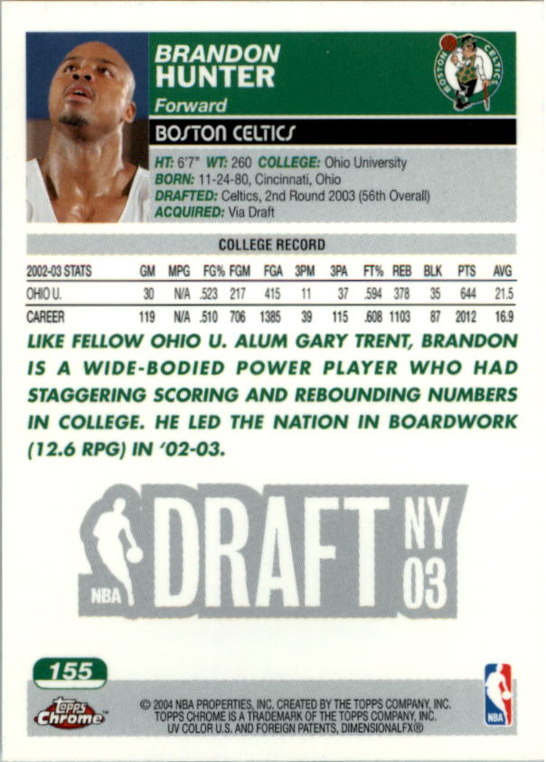 2003/2004 Topps Chrome Basketball Part 1 Main Set Cards - Picture 131 of 141