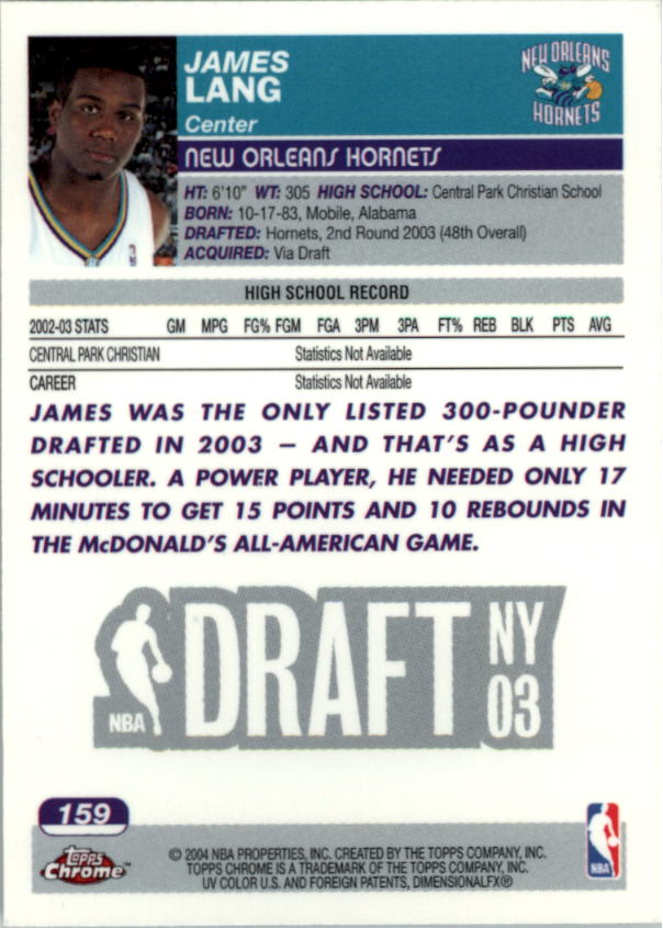 2003/2004 Topps Chrome Basketball Part 1 Main Set Cards - Picture 137 of 141