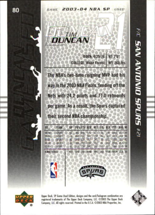 2003/2004 juego SP usado (cubierta superior) baloncesto - Imagen 108 de 146