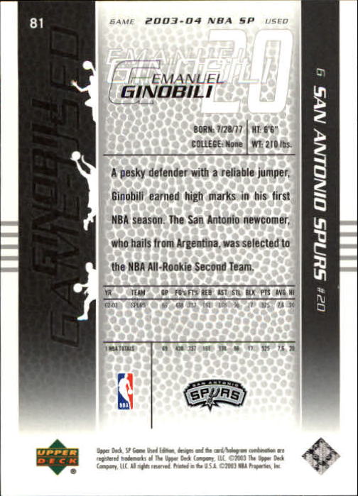 2003/2004 juego SP usado (cubierta superior) baloncesto - Imagen 110 de 146