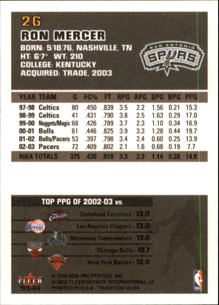 2003/2004 Fleer Tradition Basketball Part 1 Main Set Cards #1 to #150 - Picture 51 of 297