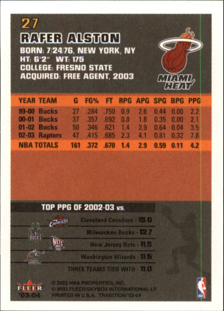 2003/2004 Fleer Tradition Basketball Part 1 Main Set Cards #1 to #150 - Picture 53 of 297