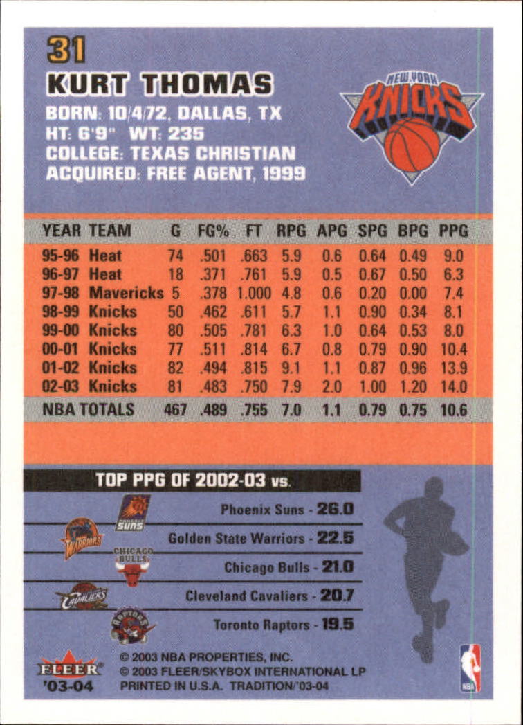 2003/2004 Fleer Tradition Basketball Part 1 Main Set Cards #1 to #150 - Picture 61 of 297