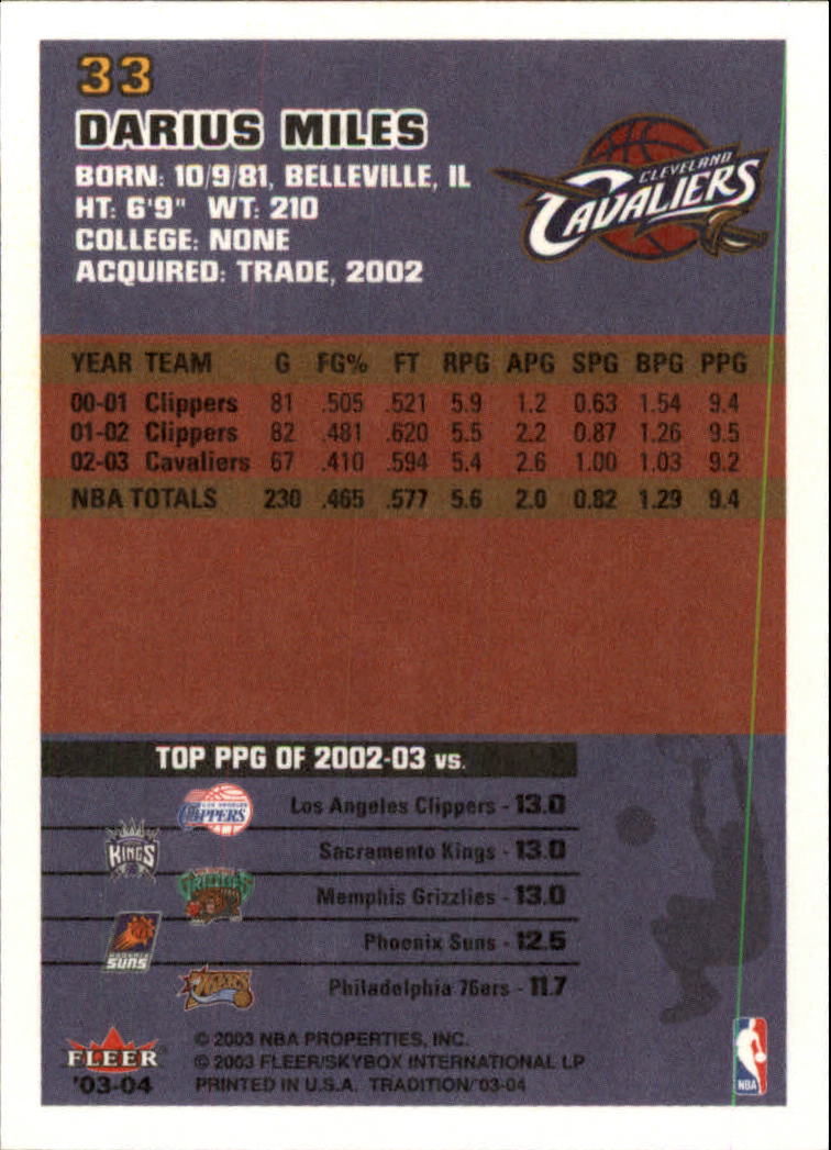 2003/2004 Fleer Tradition Basketball Part 1 Main Set Cards #1 to #150 - Picture 65 of 297