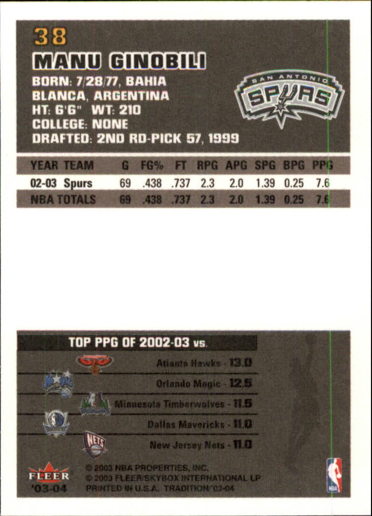 2003/2004 Fleer Tradition Basketball Part 1 Main Set Cards #1 to #150 - Picture 75 of 297