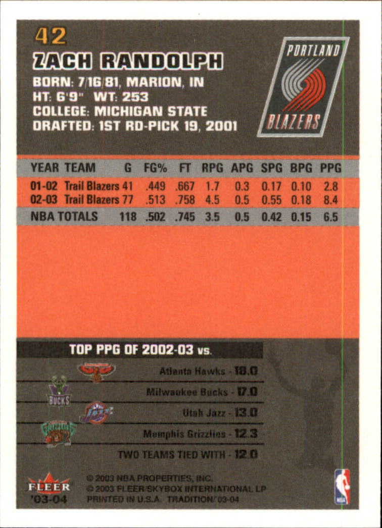 2003/2004 Fleer Tradition Basketball Part 1 Main Set Cards #1 to #150 - Picture 83 of 297