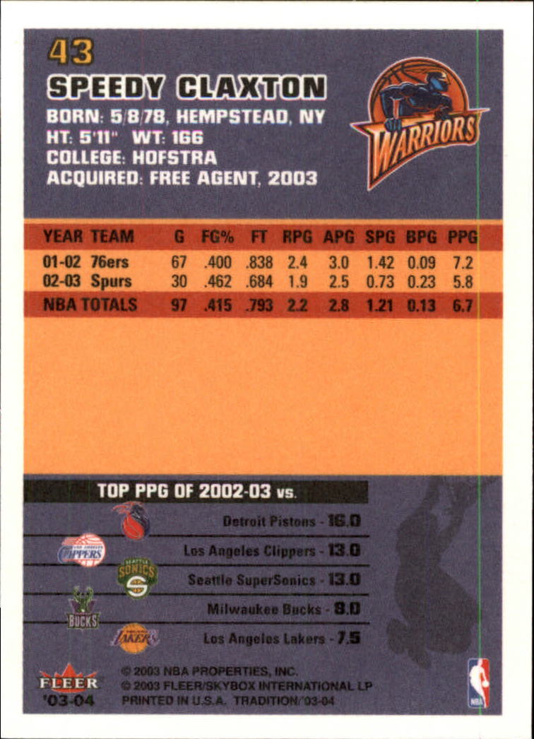 2003/2004 Fleer Tradition Basketball Part 1 Main Set Cards #1 to #150 - Picture 85 of 297