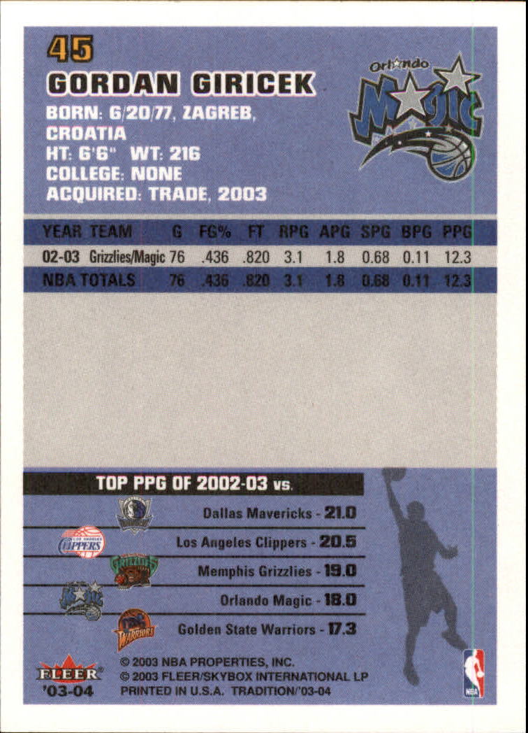 2003/2004 Fleer Tradition Basketball Part 1 Main Set Cards #1 to #150 - Picture 89 of 297