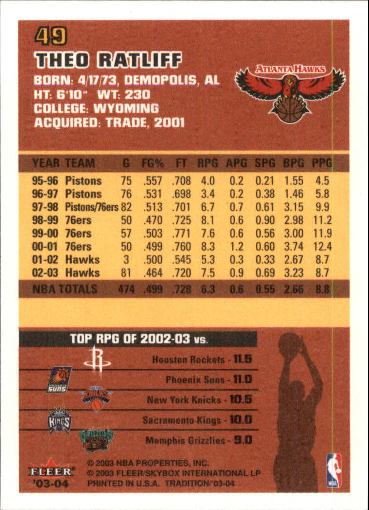 2003/2004 Fleer Tradition Basketball Part 1 Main Set Cards #1 to #150 - Picture 97 of 297