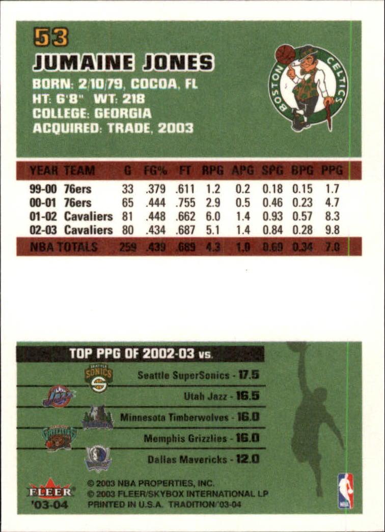 2003/2004 Fleer Tradition Basketball Part 1 Main Set Cards #1 to #150 - Picture 105 of 297
