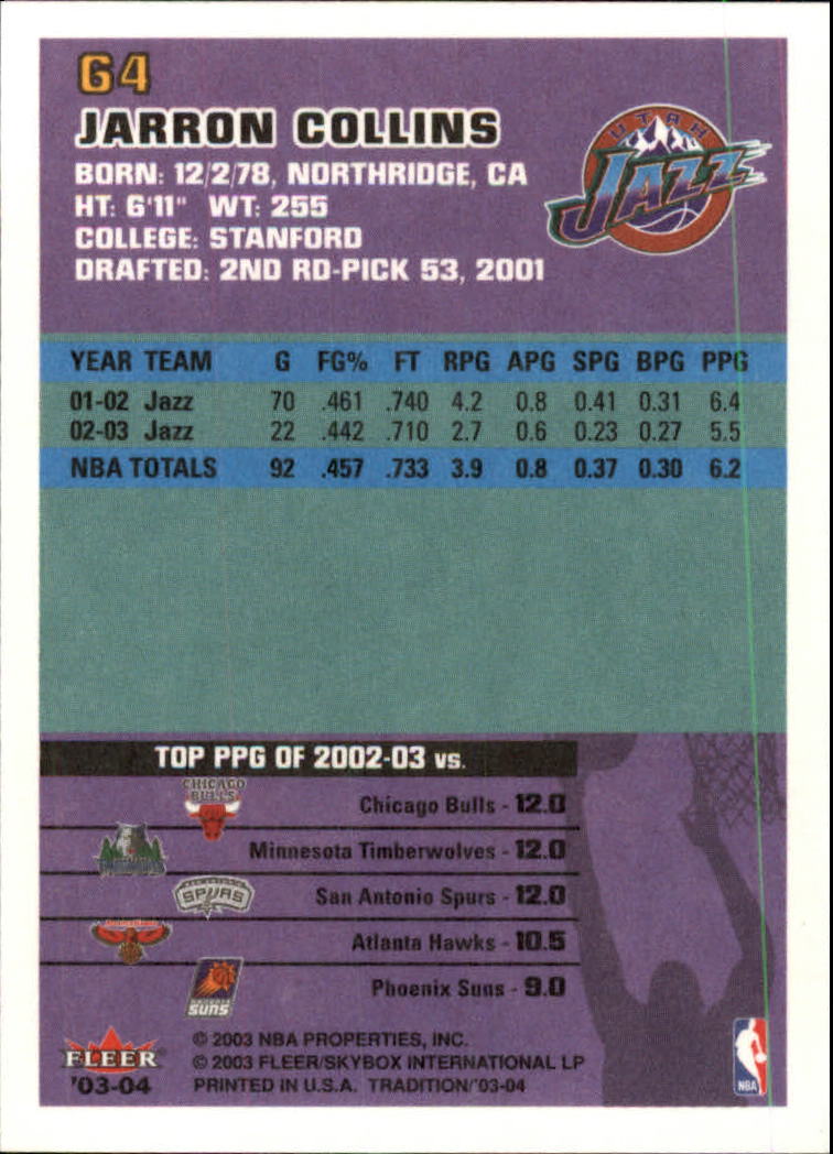 2003/2004 Fleer Tradition Basketball Part 1 Main Set Cards #1 to #150 - Picture 127 of 297