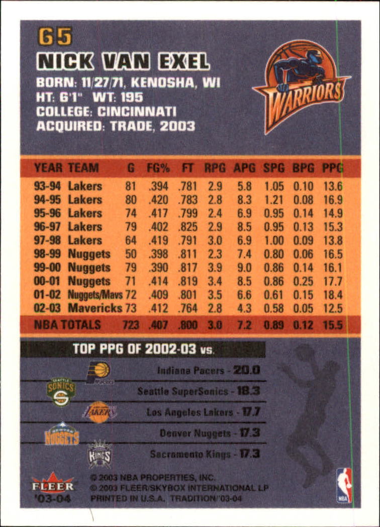 2003/2004 Fleer Tradition Basketball Part 1 Main Set Cards #1 to #150 - Picture 129 of 297