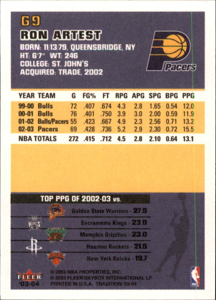 2003/2004 Fleer Tradition Basketball Part 1 Main Set Cards #1 to #150 - Picture 137 of 297