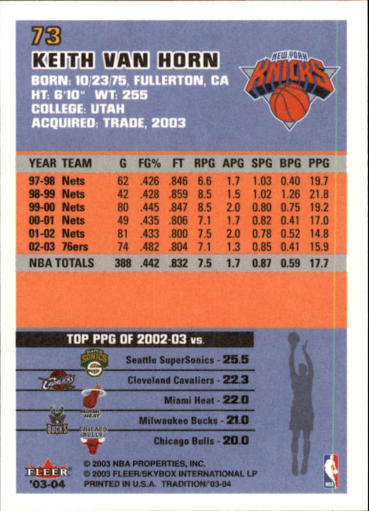 2003/2004 Fleer Tradition Basketball Part 1 Main Set Cards #1 to #150 - Picture 145 of 297