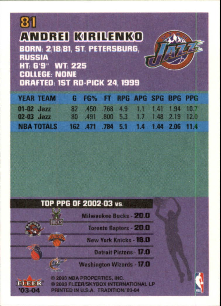 2003/2004 Fleer Tradition Basketball Part 1 Main Set Cards #1 to #150 - Picture 159 of 297