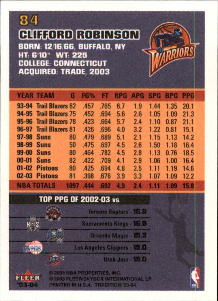 2003/2004 Fleer Tradition Basketball Part 1 Main Set Cards #1 to #150 - Picture 165 of 297