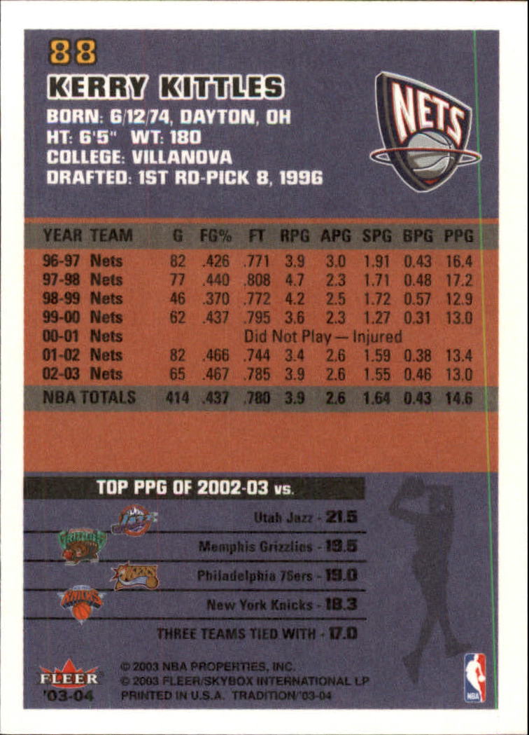 2003/2004 Fleer Tradition Basketball Part 1 Main Set Cards #1 to #150 - Picture 173 of 297